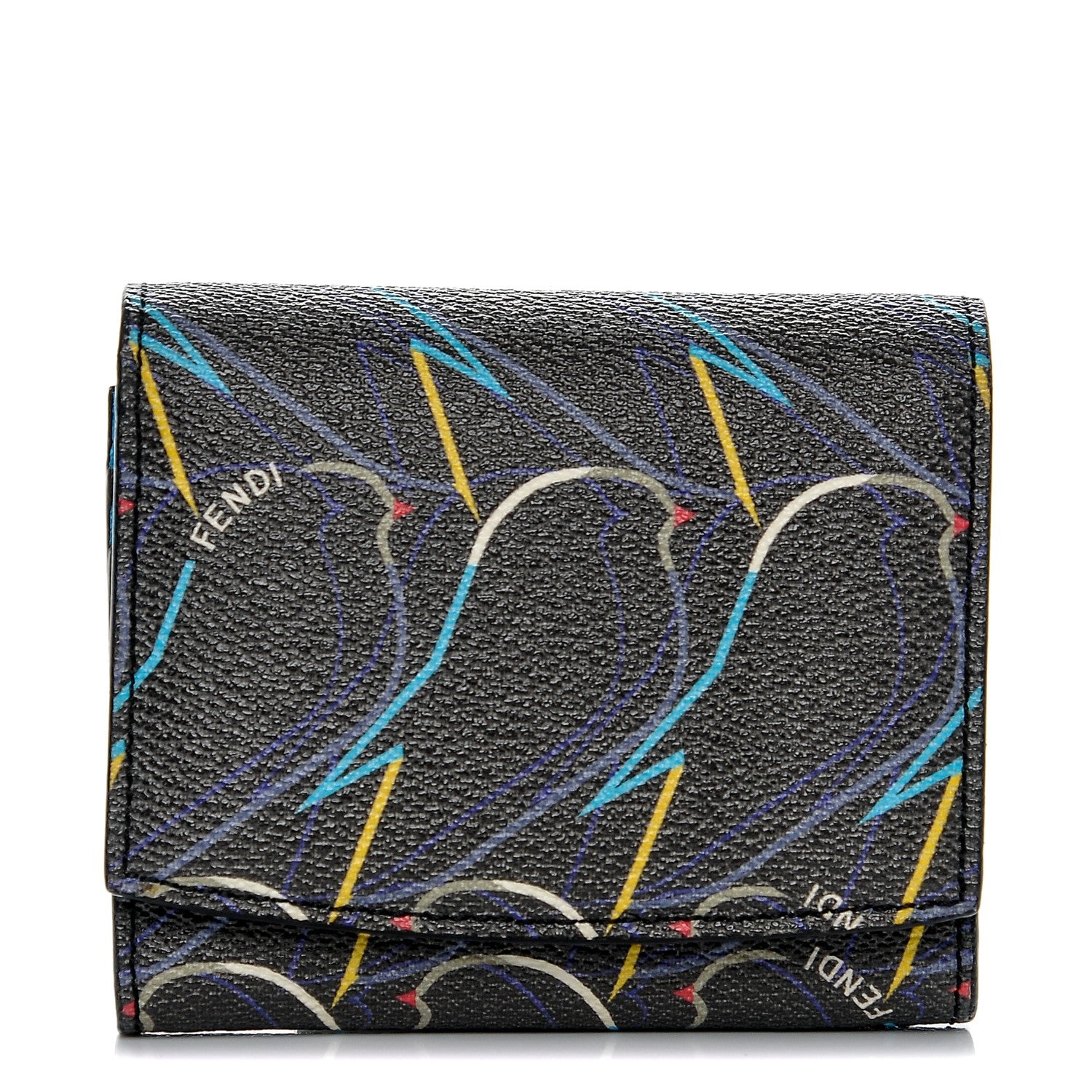 Fendi Vitello Elite QuTweet Compact Wallet Asfalto Multicolor 1 of 6