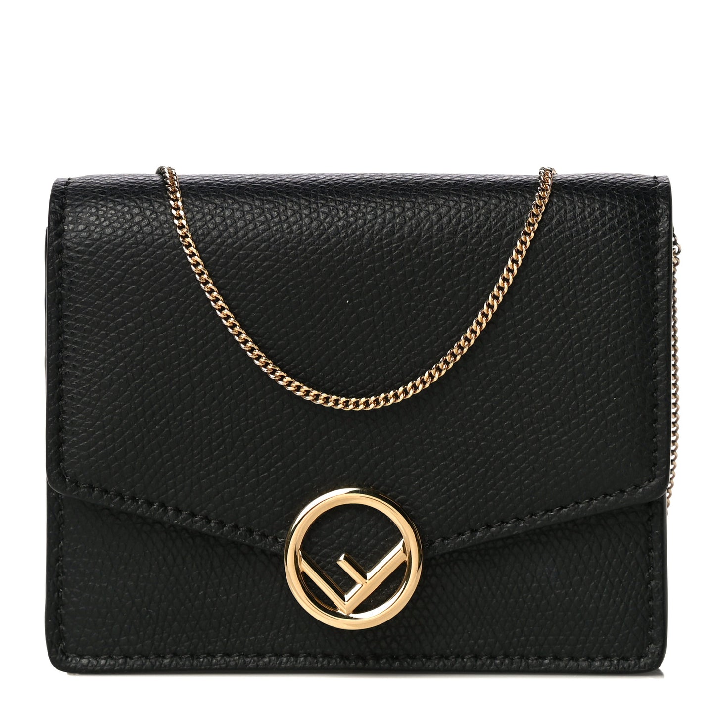 Vitello Cruise F is Fendi Geometric Flap Wallet on Chain Black