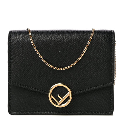 Fendi Vitello Cruise F is Fendi Geometric Flap Wallet on Chain Black 1 of 8