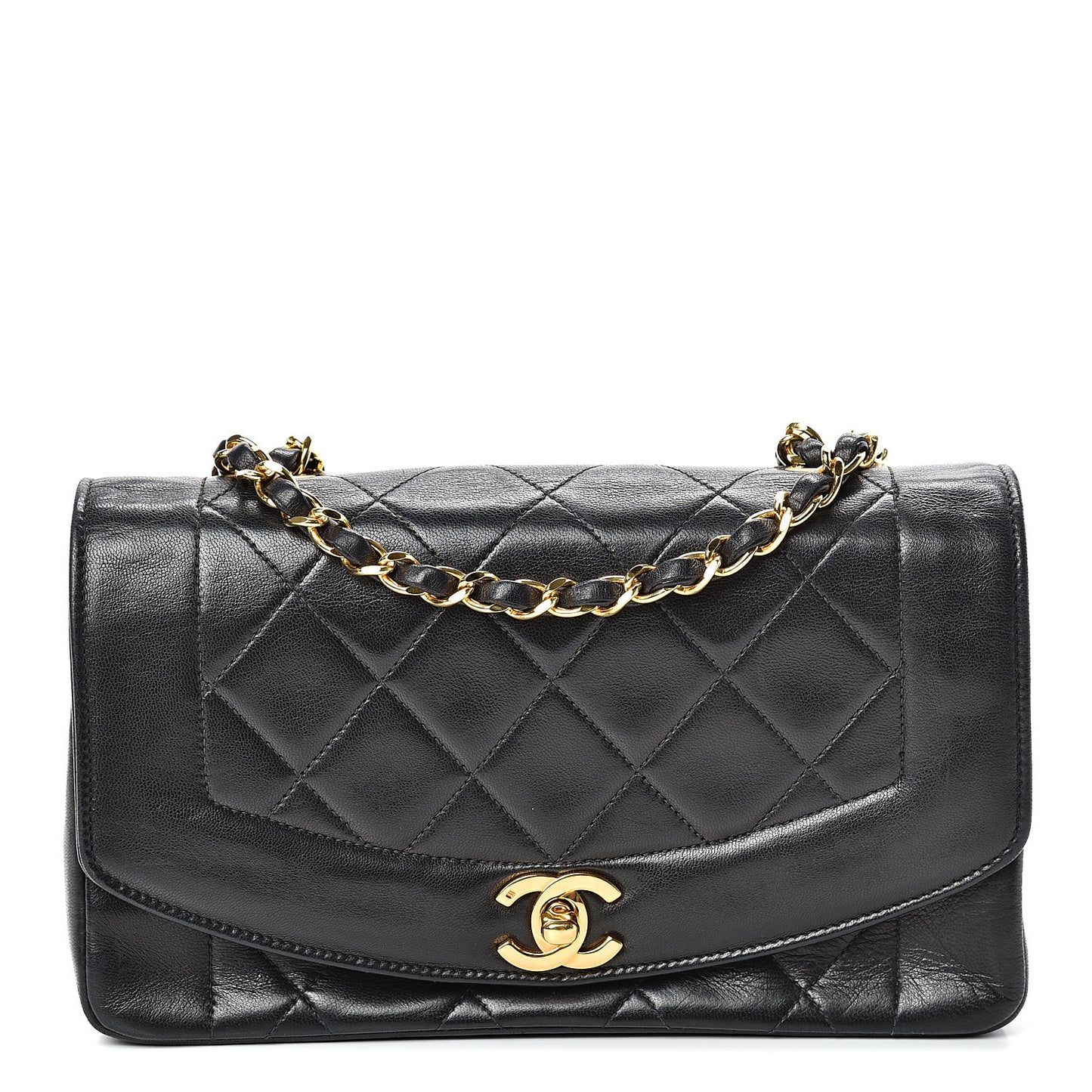 Lambskin Quilted Small Single Flap Black