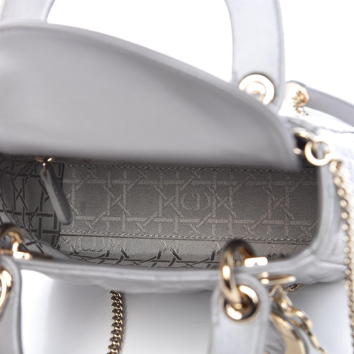 Christian Dior Metallic Lambskin Cannage Mini Lady Dior Grey 5 of 9