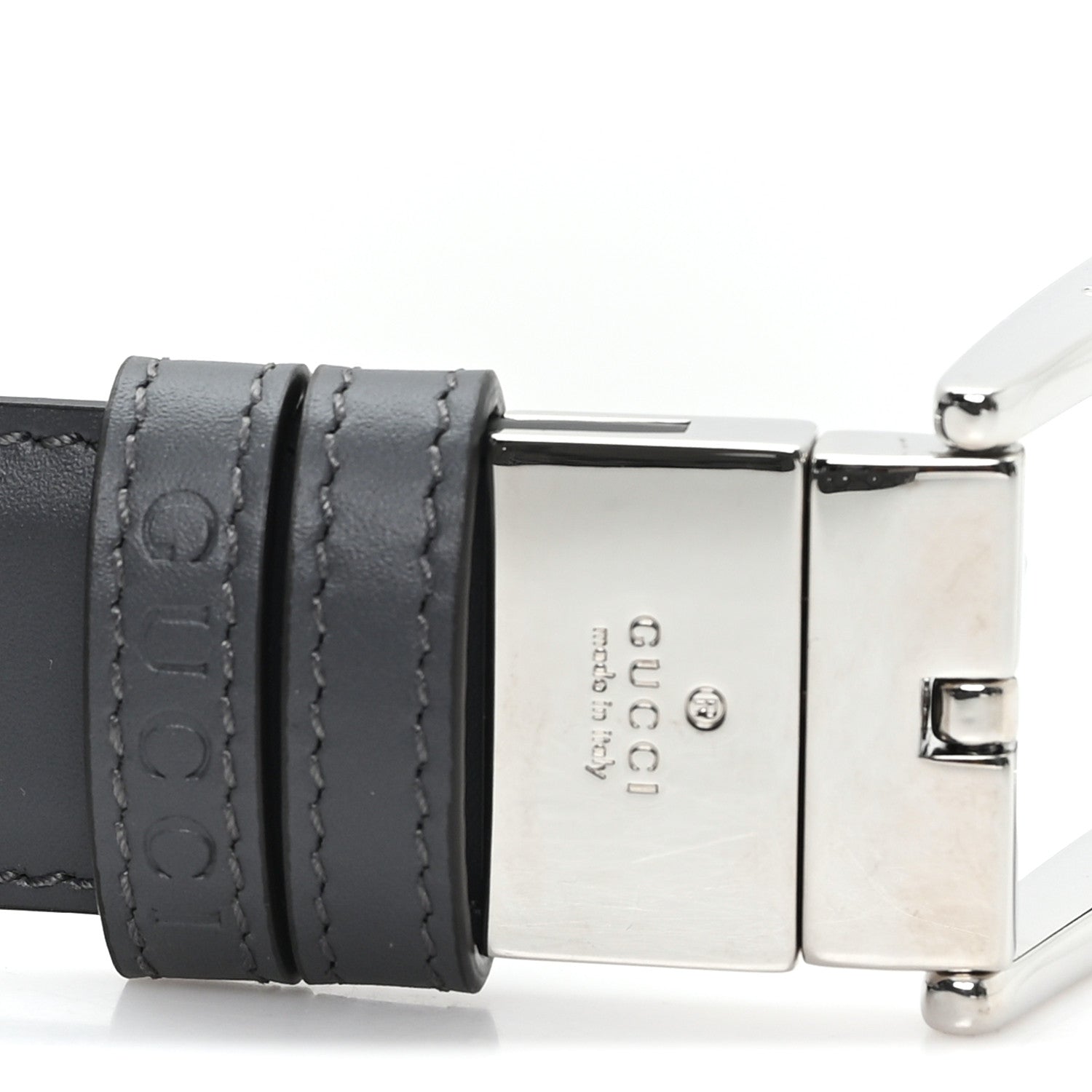 Gucci Selleria Calfskin GG Supreme Monogram Reversible Belt 95 38 Graphite Grey Black 3 of 5