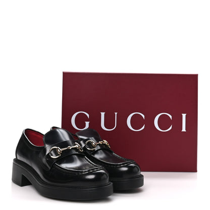 Gucci Calfskin Horsebit Womens Lug Sole Loafers 37 Black 9 of 9