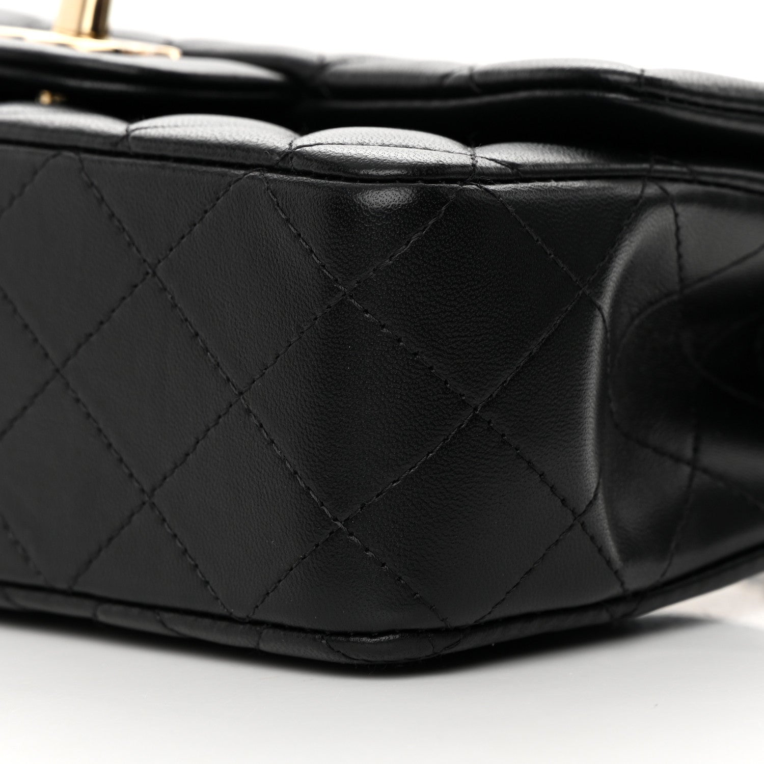 Chanel Lambskin Quilted Mini Top Handle Rectangular Flap Black 10 of 14
