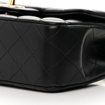 Chanel Lambskin Quilted Mini Top Handle Rectangular Flap Black 10 of 14