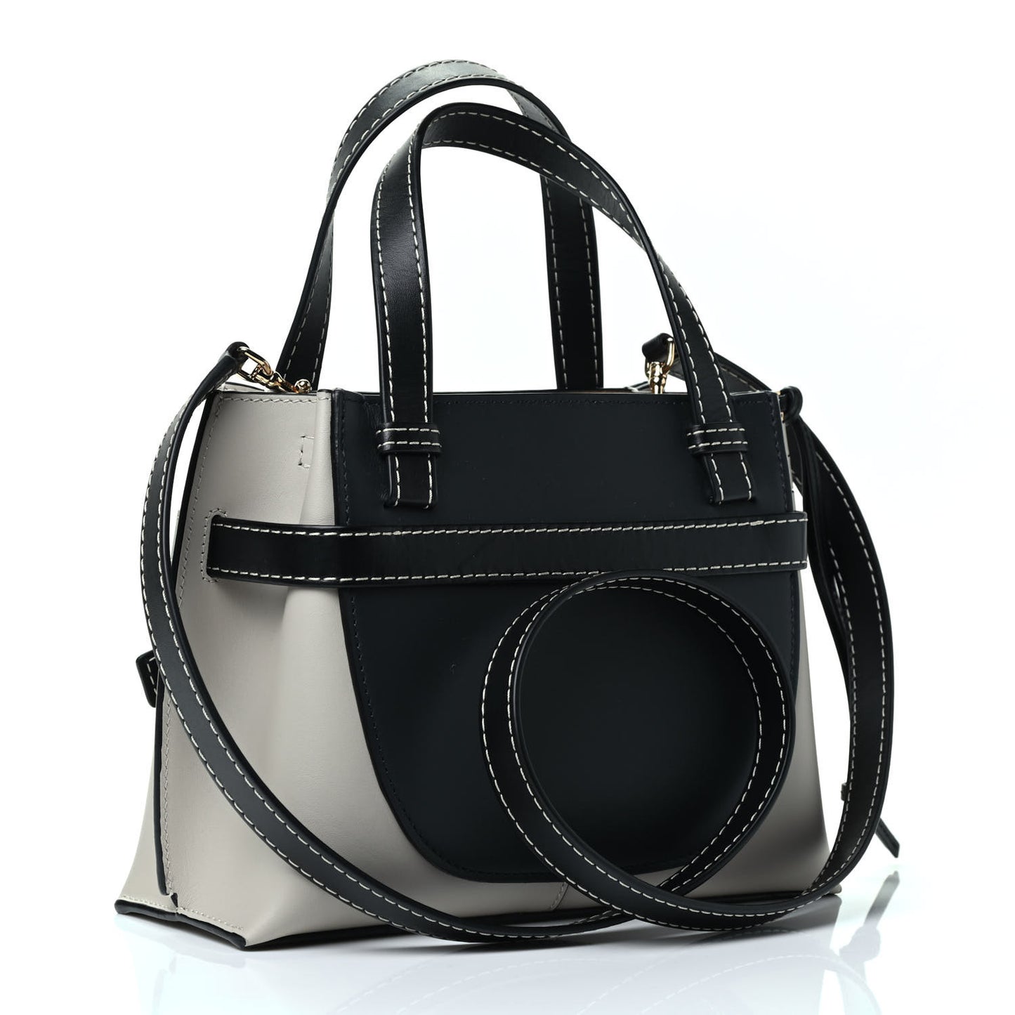 Calfskin Mini Gate Tote Midnight Blue Light Oat
