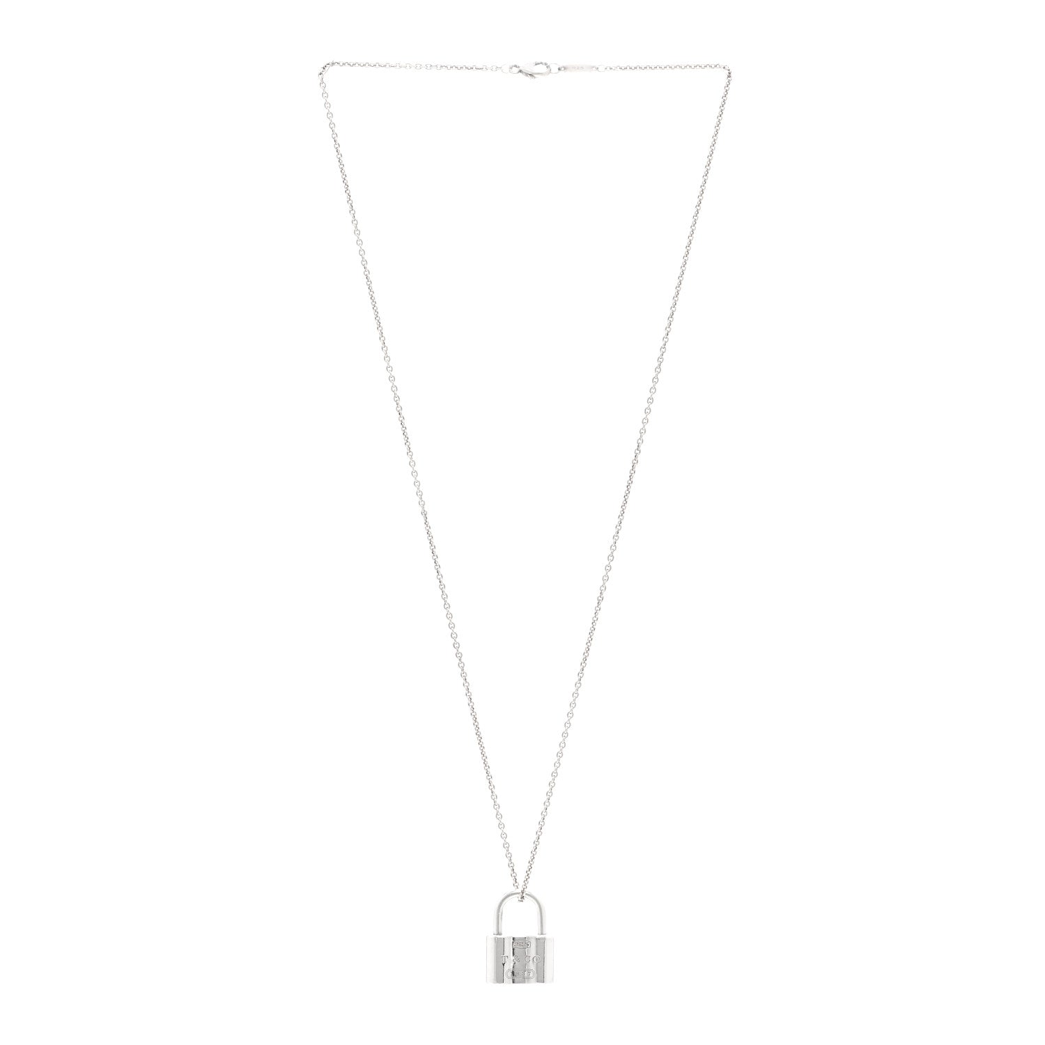 Tiffany Sterling Silver 1837 Lock Charm Pendant Necklace 3 of 5