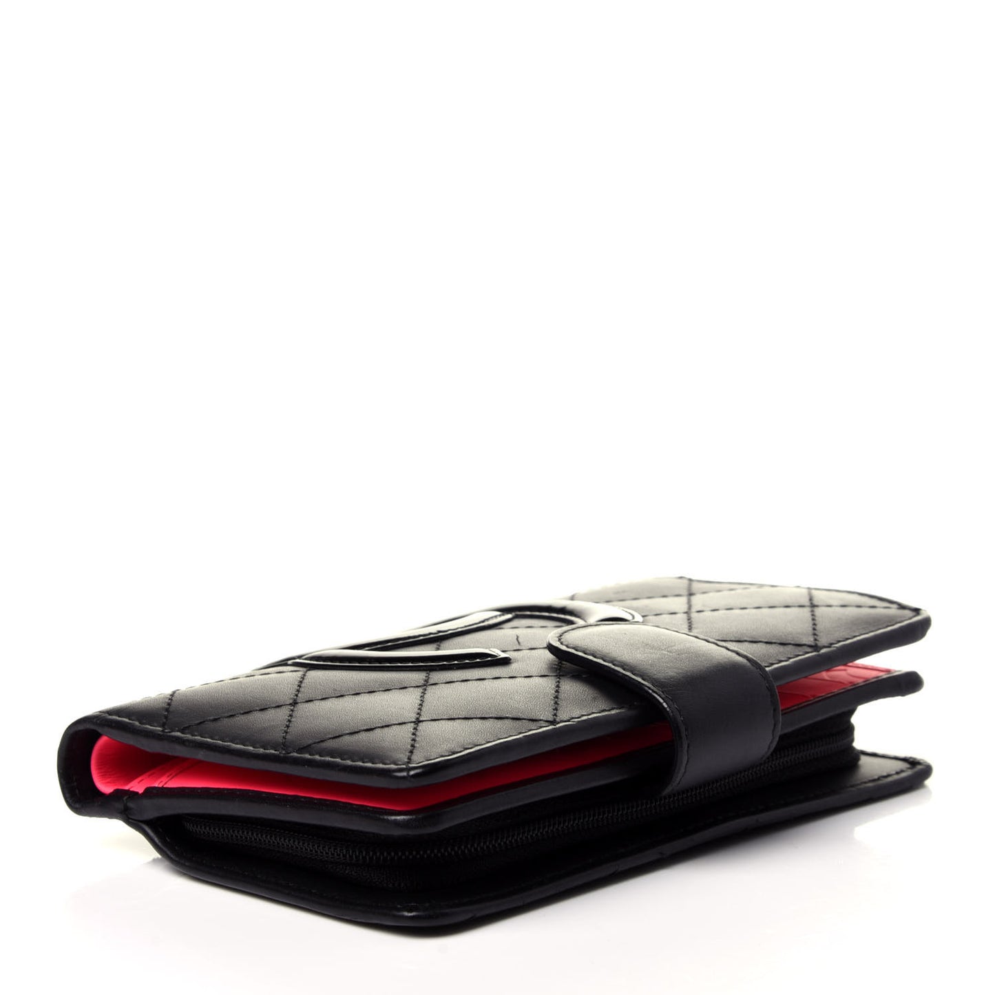Calfskin Cambon Zipped Pocket Wallet Black