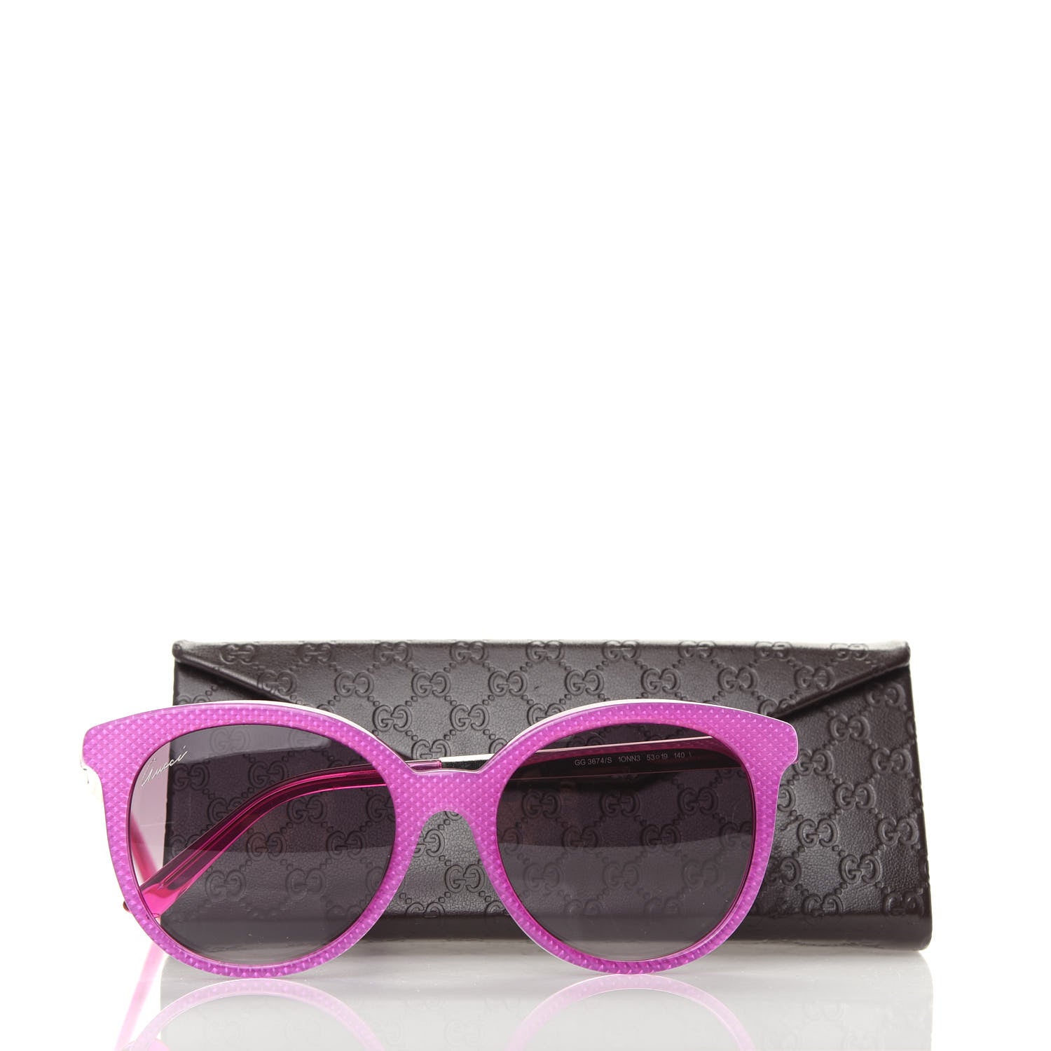 Gucci Acetate Embossed Round Sunglasses GG3674/S Fuchsia 8 of 8