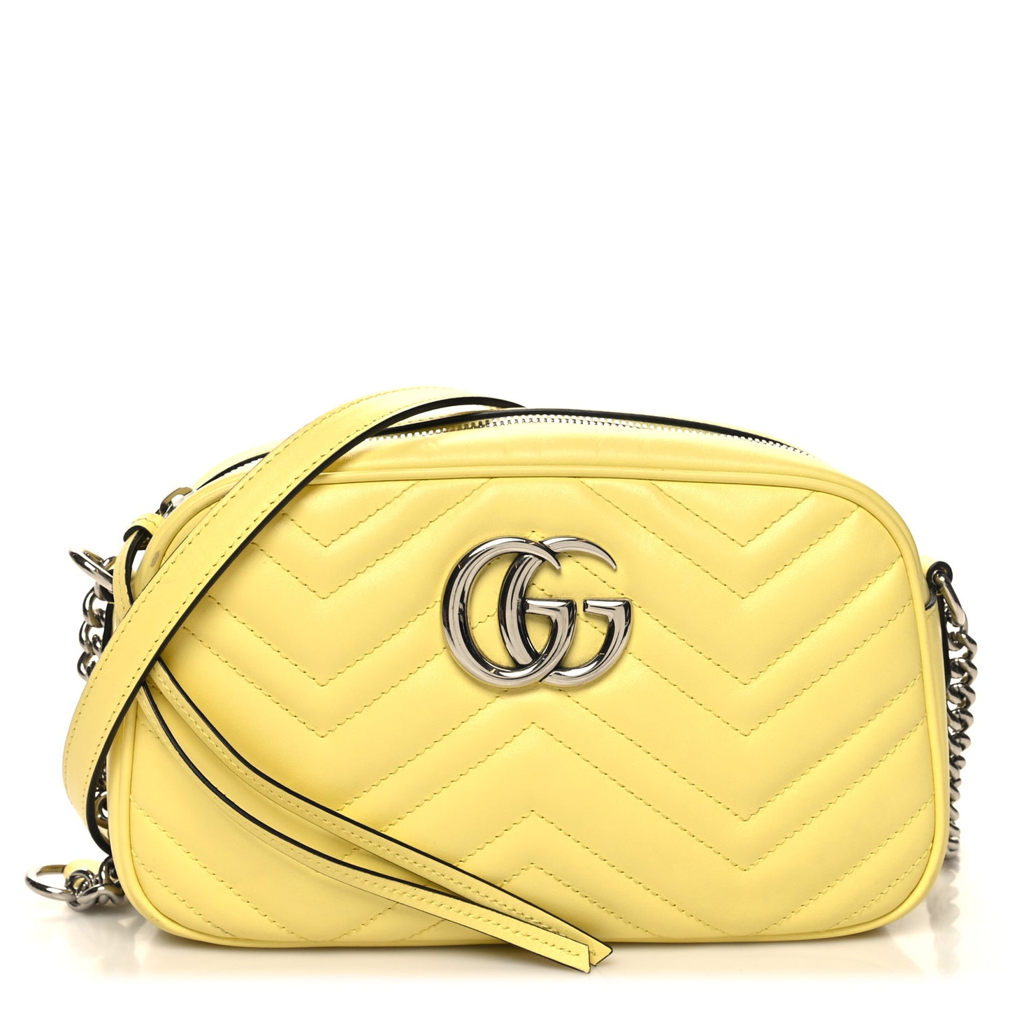 Calfskin Matelasse Small GG Marmont Chain Shoulder Bag Banana