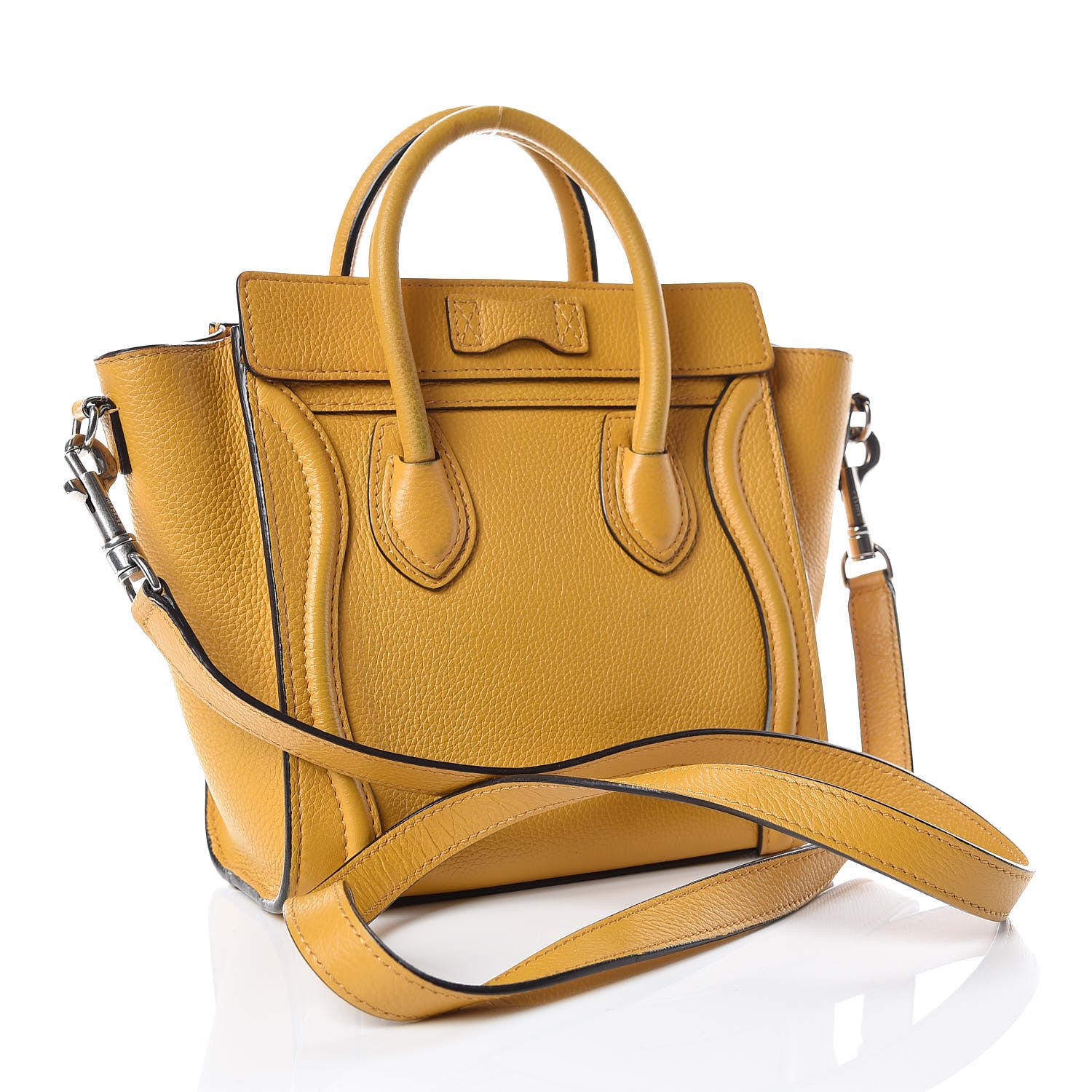 Celine Drummed Calfskin Nano Luggage Ocre 3 of 18