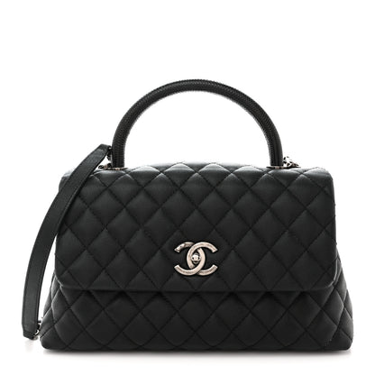 Chanel Caviar Lizard Embossed Quilted Small Coco Handle Flap Black 1 of 15