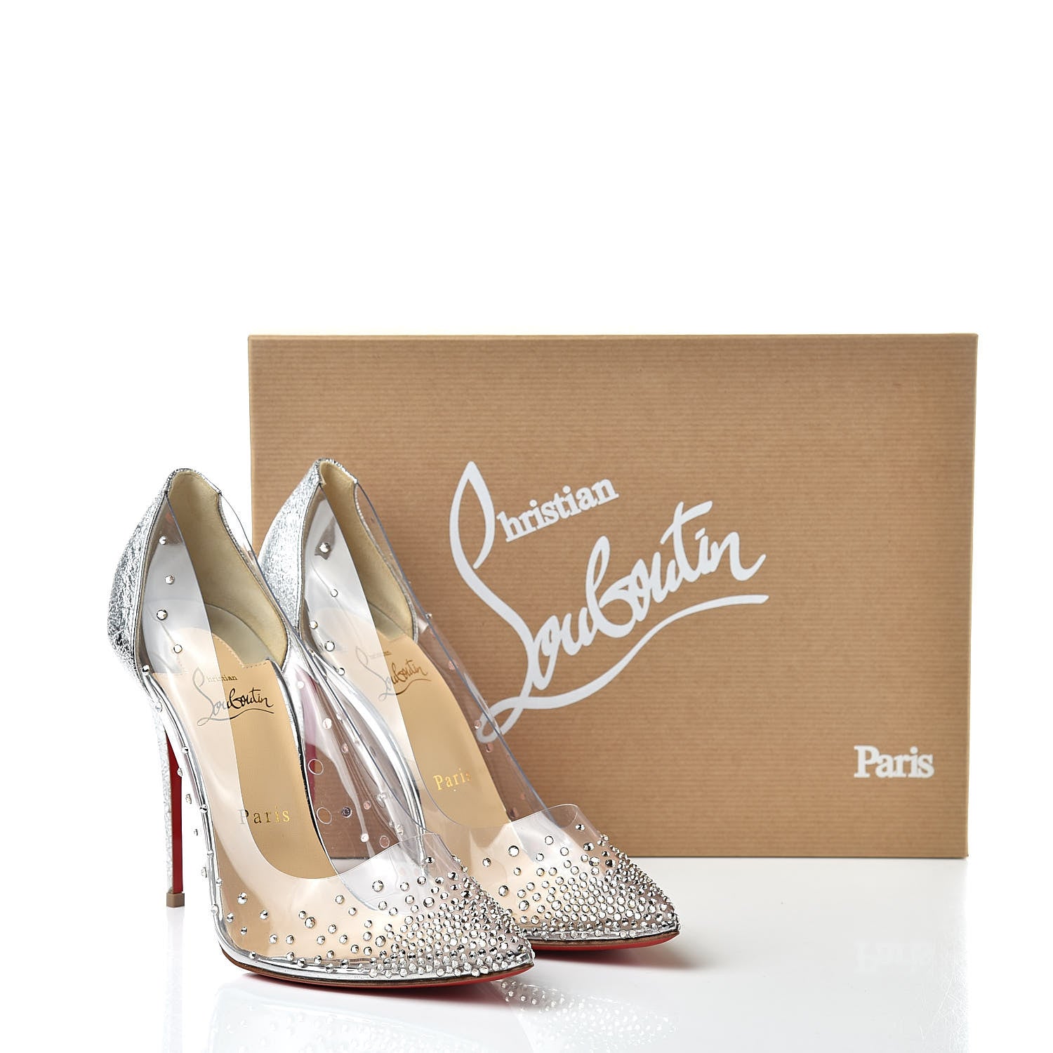 Christian Louboutin PVC Specchio Degrastrass 100 Pumps 38.5 Silver 9 of 9