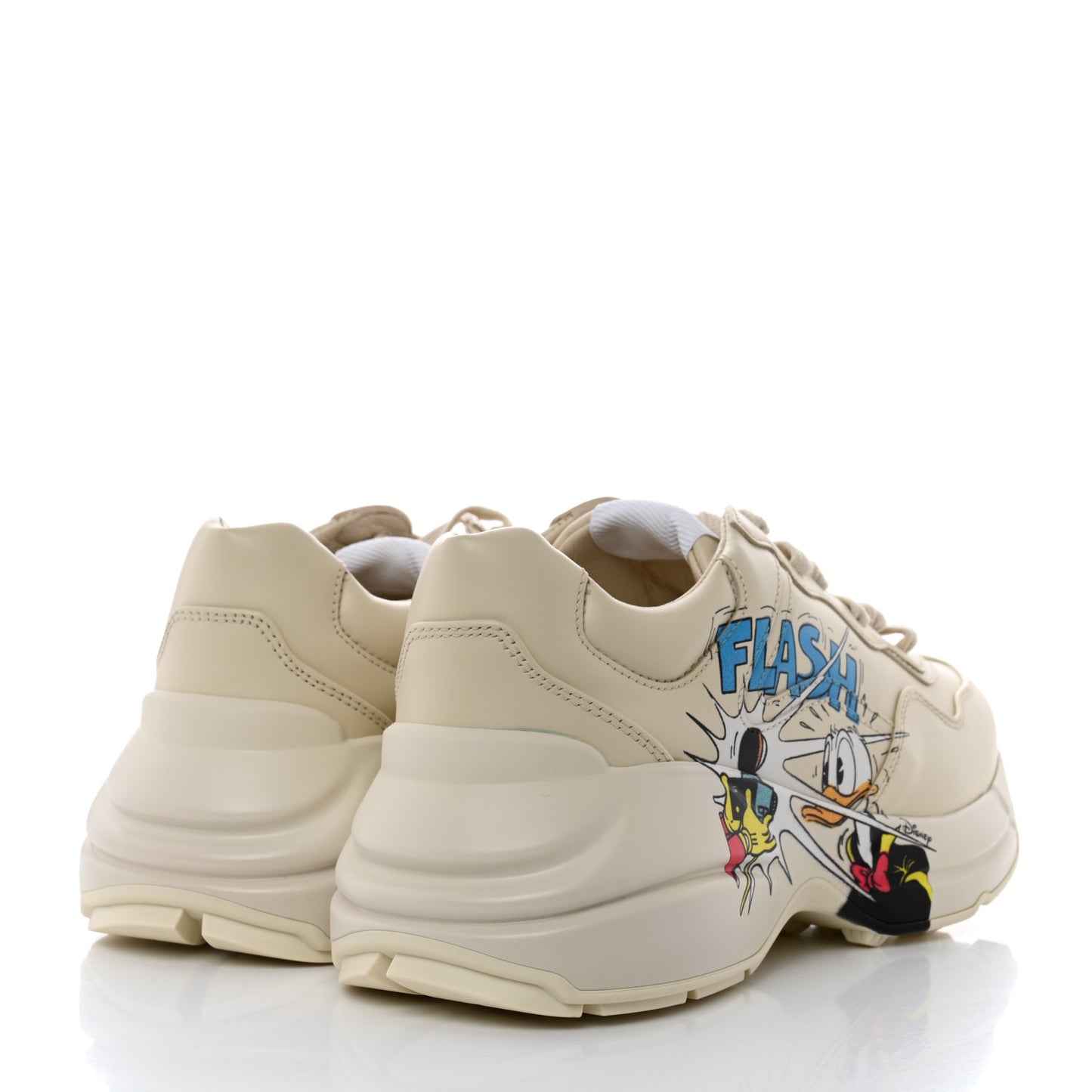 X DISNEY Calfskin Donald Duck Rhyton Sneakers 36.5 Ivory