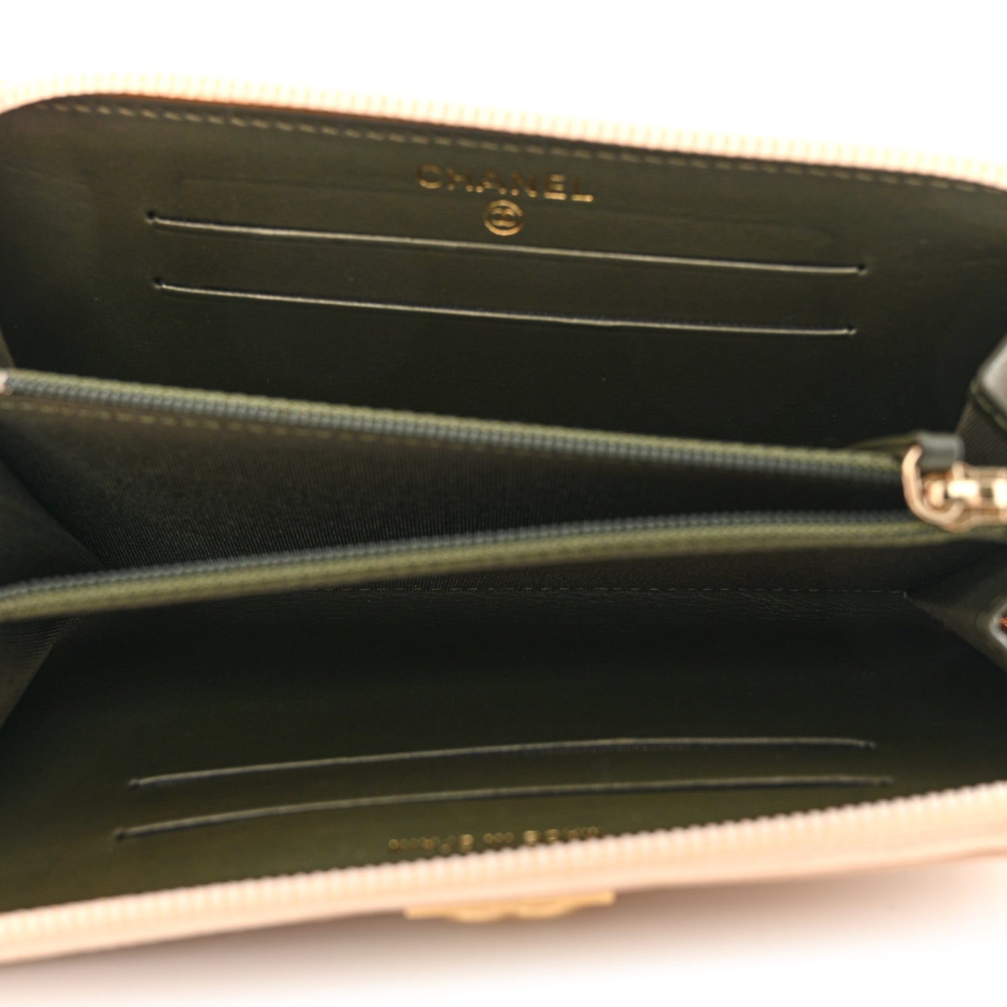 Caviar Quilted Small Boy Zip Around Wallet Beige