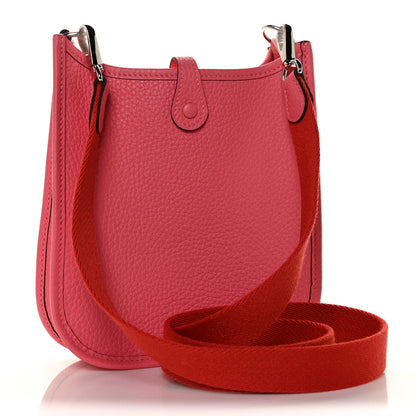 Hermes Taurillon Clemence Amazone Evelyne TPM Rose Azalee Rouge Pivoine 3 of 10