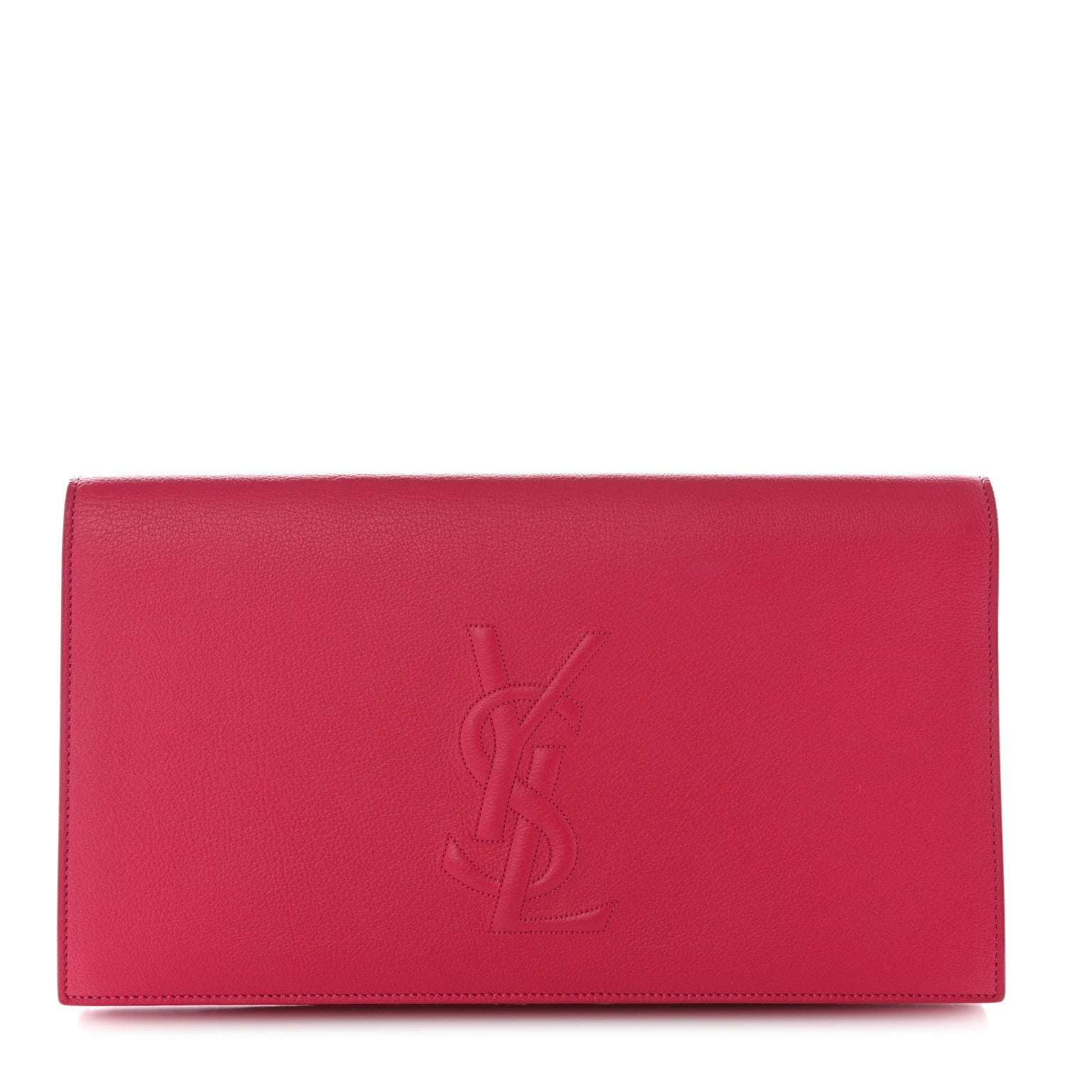 Saint Laurent Calfskin Monogram Large Belle De Jour Clutch Lipstick Fuchsia 1 of 9