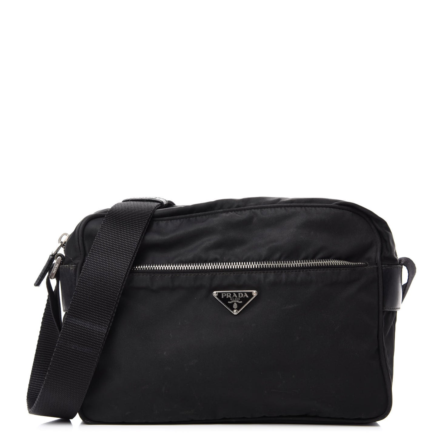 Nylon Tessuto Messenger Bag Black