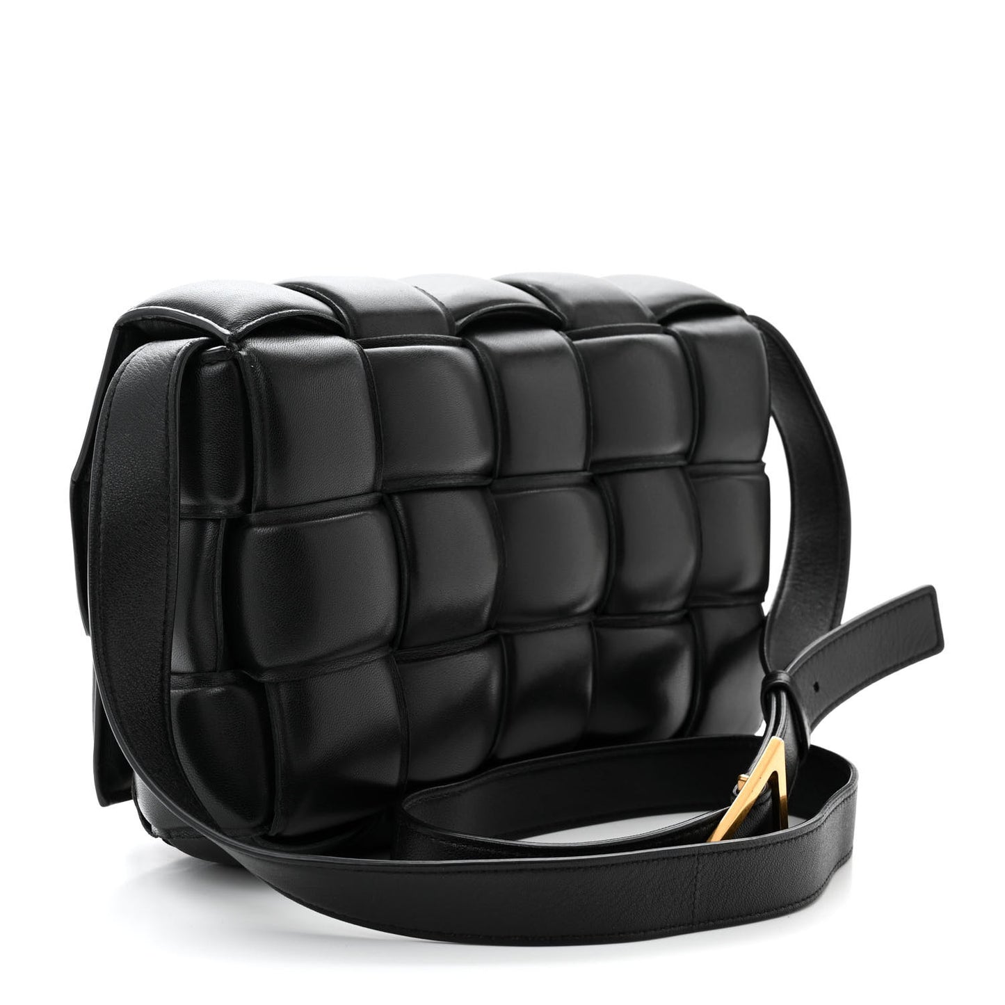 Nappa Maxi Intreccio Padded Cassette Crossbody Bag Black
