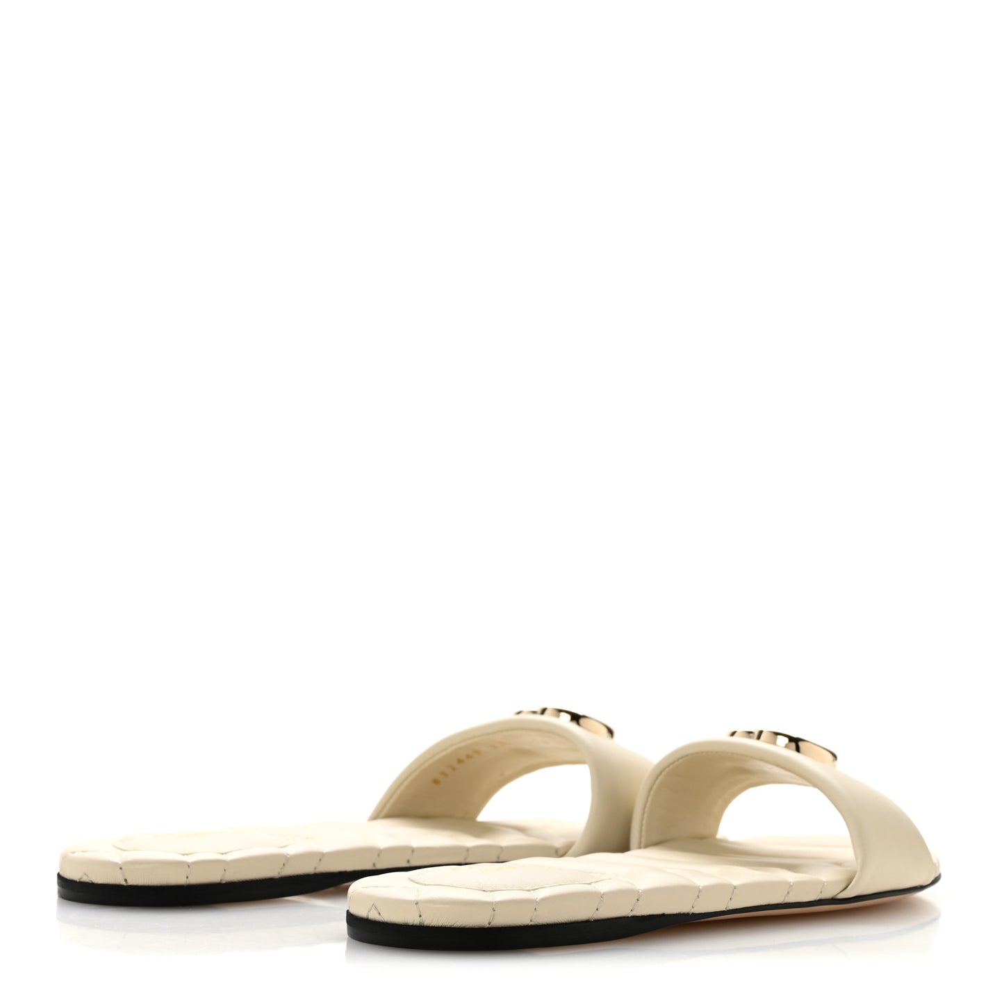 Nappa Matelasse GG Marmont Flat Slide Sandals 38.5 New Ivoire