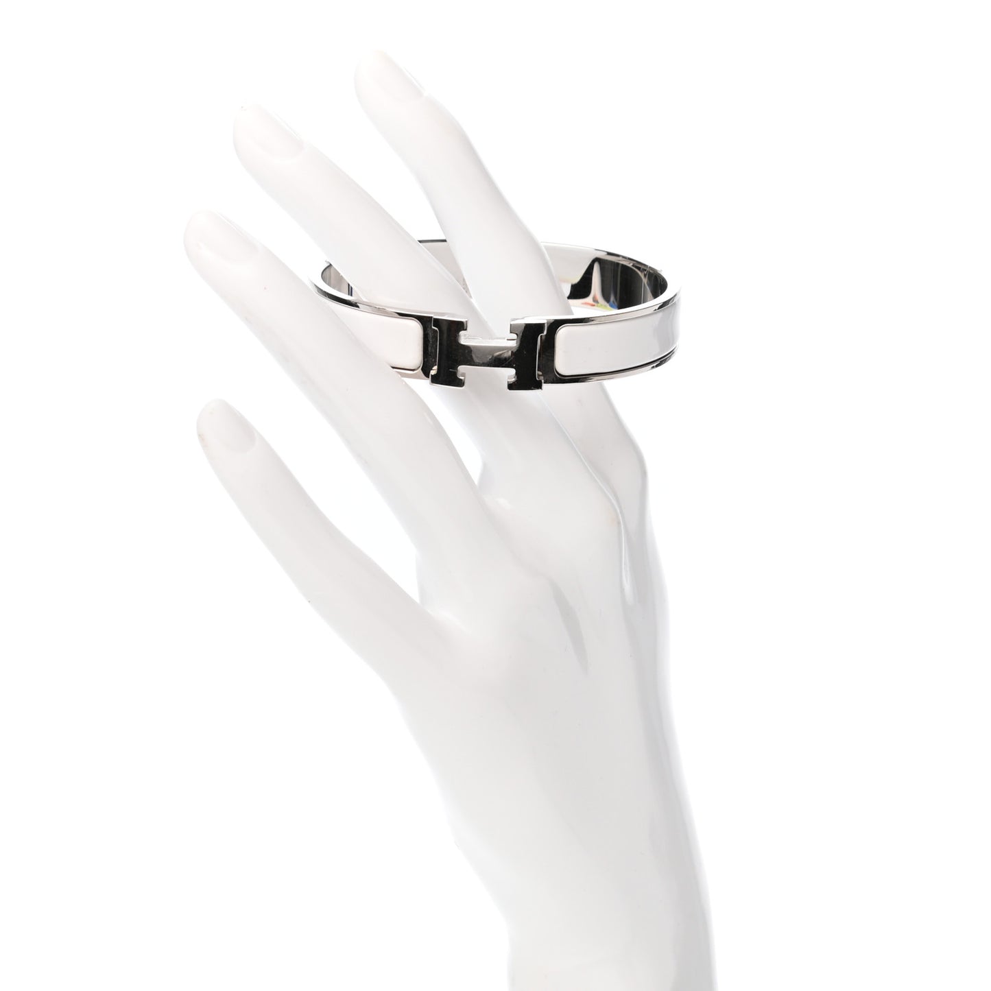 Enamel Narrow Clic Clac H Bracelet GM White