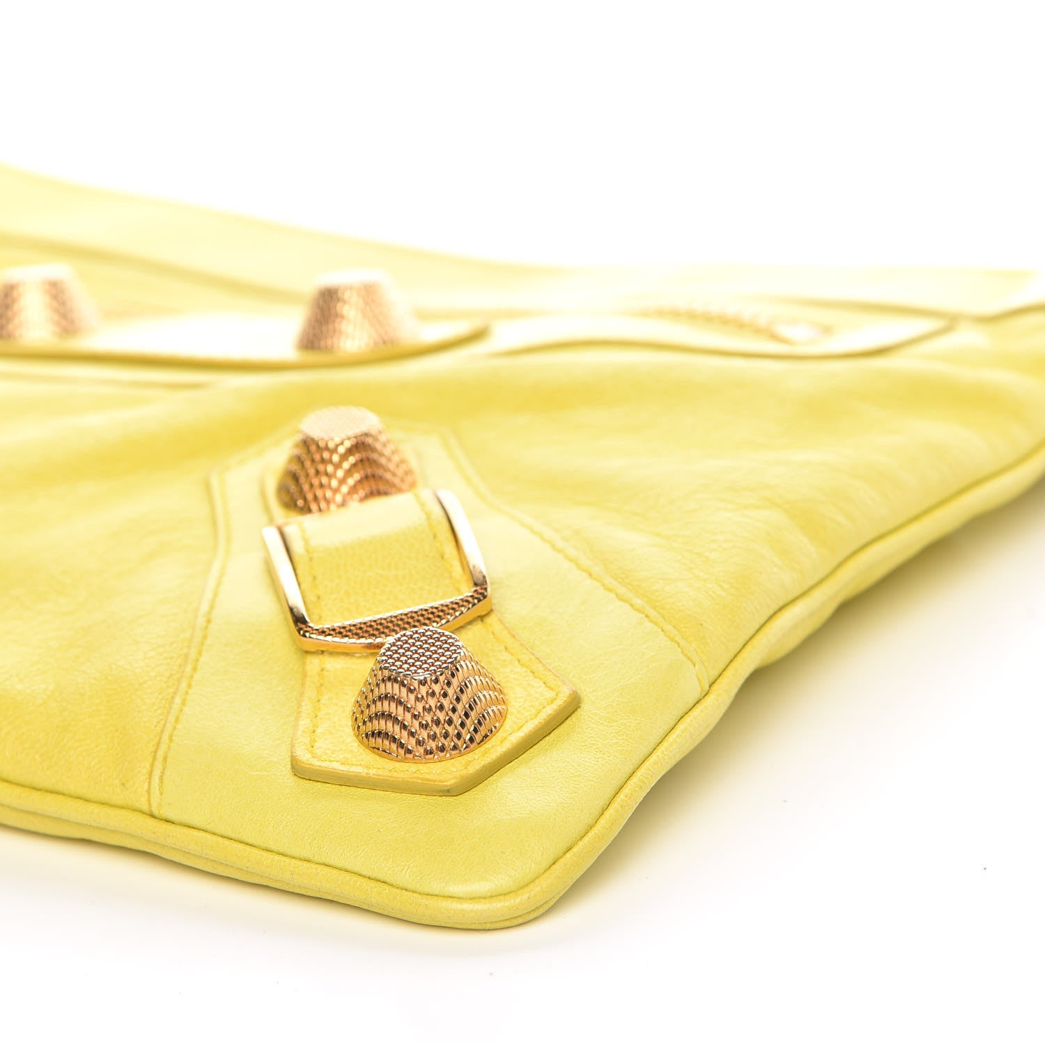 Balenciaga Agneau Giant 21 Rose Gold Hardware Flat Handle Clutch Jaune Fluo 6 of 12