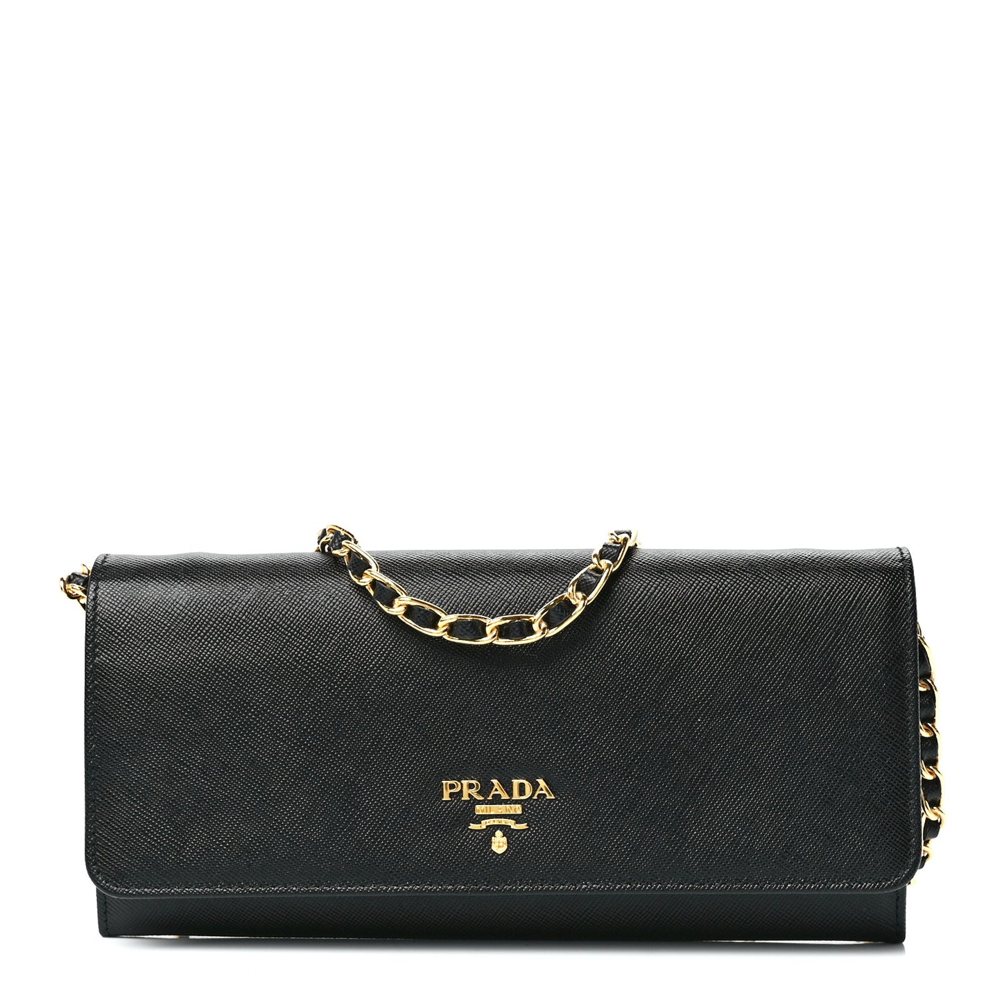 Saffiano Metal Oro Chain Wallet Black