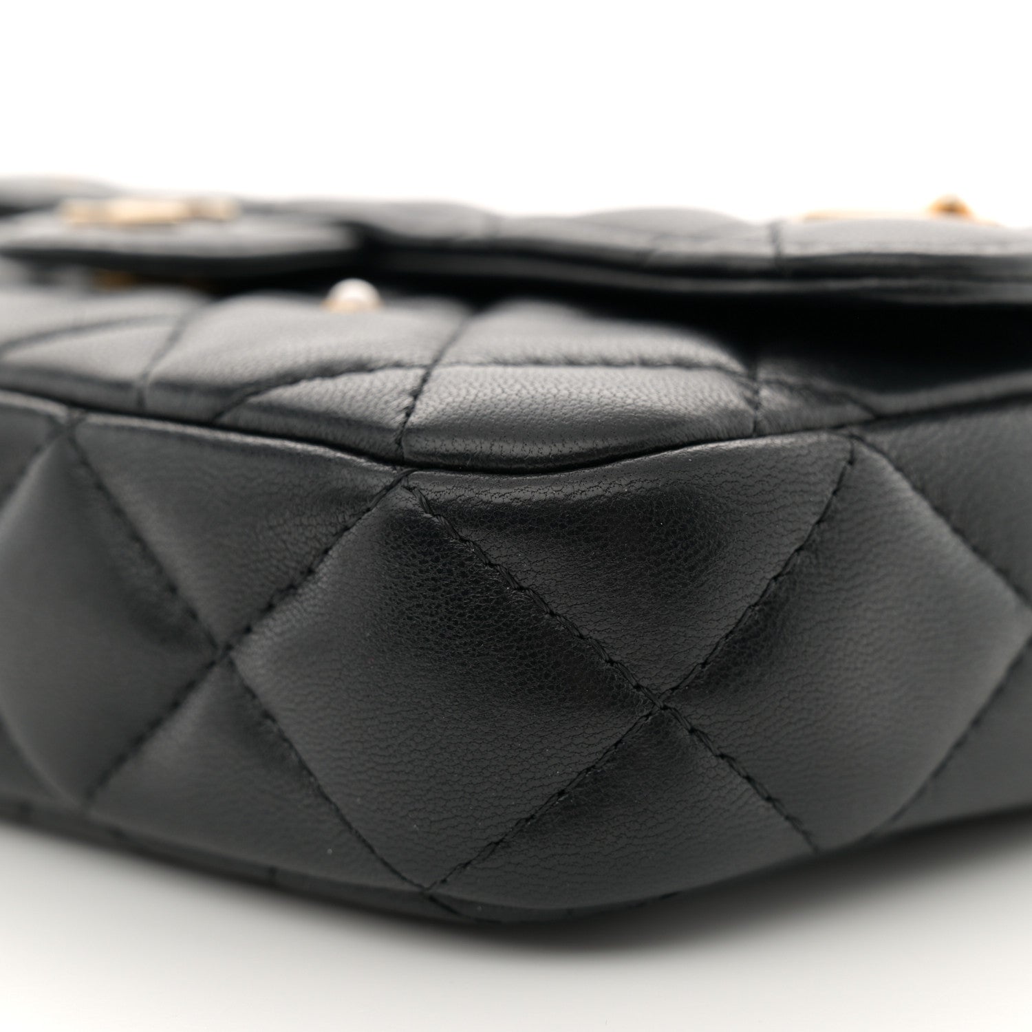 Chanel Lambskin Quilted Charm Flap Phone Holder With Chain Black 12 of 13
