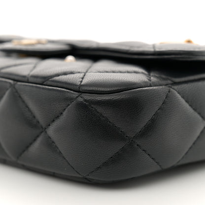 Chanel Lambskin Quilted Charm Flap Phone Holder With Chain Black 12 of 13