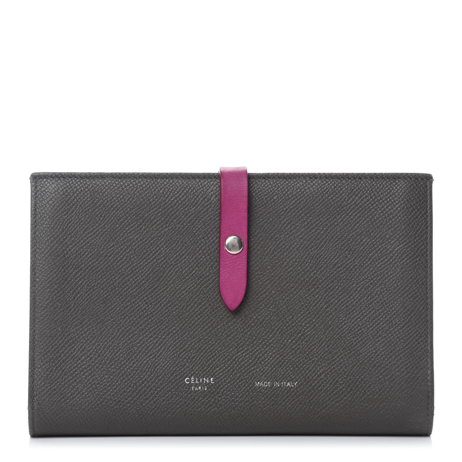 Celine Grained Sleek Calfskin Large Multifunction Strap Wallet Grey 1 of 7