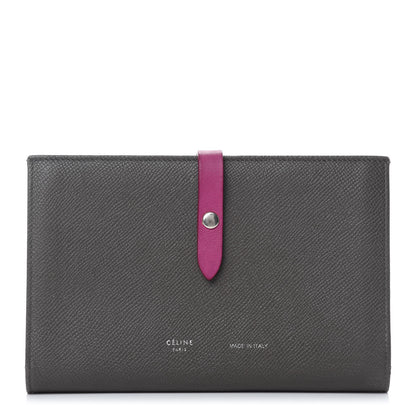 Celine Grained Sleek Calfskin Large Multifunction Strap Wallet Grey 1 of 7