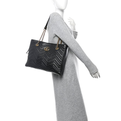 Gucci Vintage Calfskin Matelasse Medium GG Marmont Slim Tote Black 2 of 10