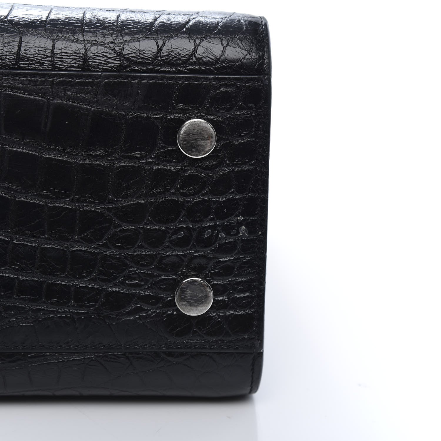 Saint Laurent Calfskin Crocodile Embossed Baby Sac De Jour Black 12 of 14