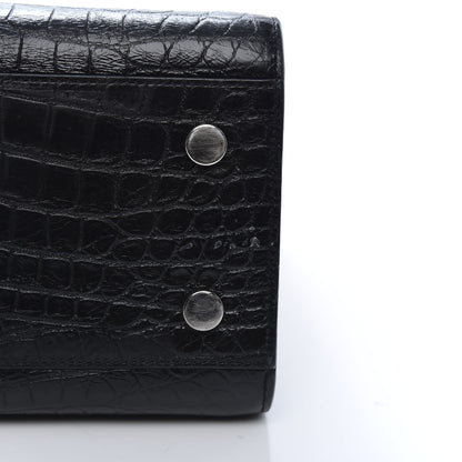 Saint Laurent Calfskin Crocodile Embossed Baby Sac De Jour Black 12 of 14