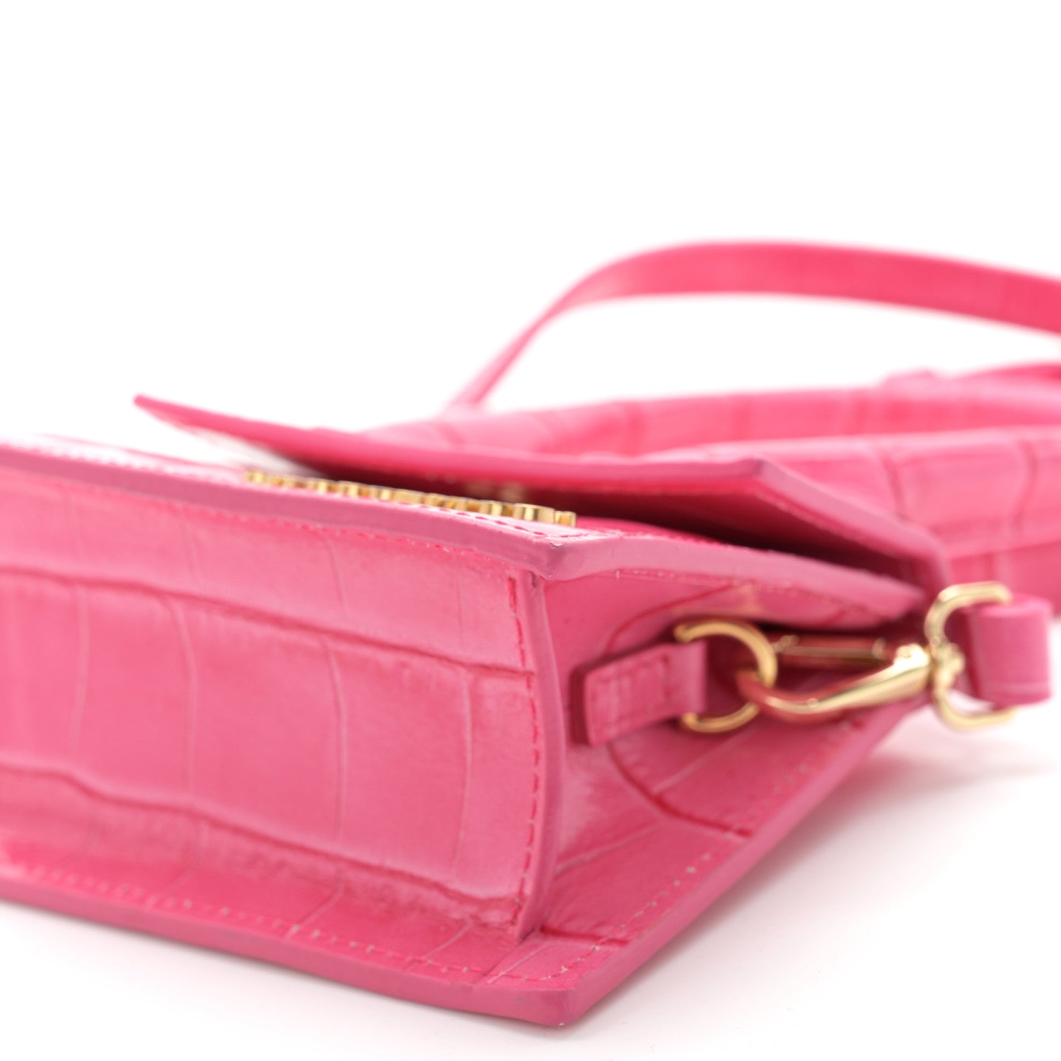 Jacquemus Calfskin Crocodile Embossed Le Chiquito Pink 9 of 11