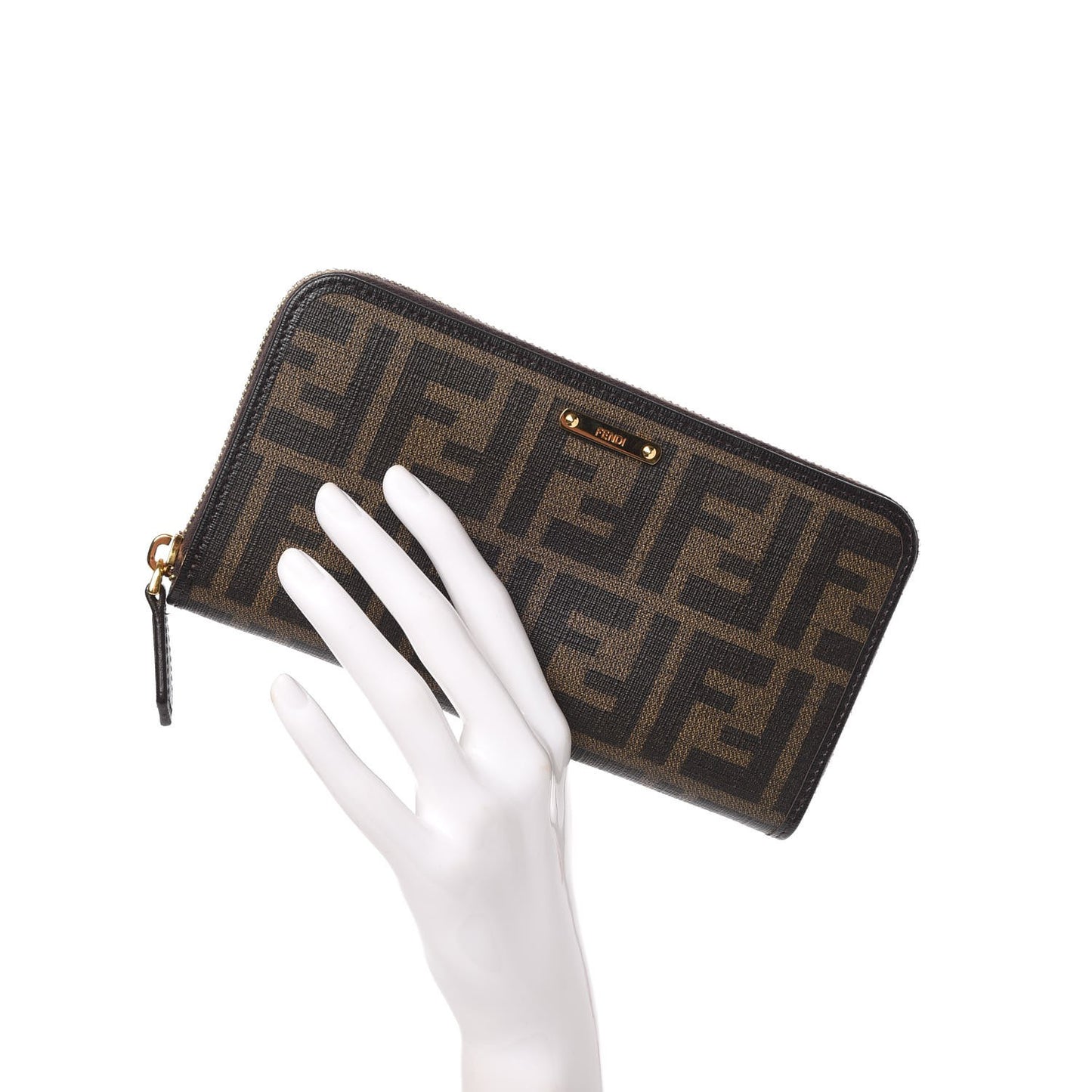 Zucca Spalmati Vitello Elite Zip Around Wallet Tobacco Ebano