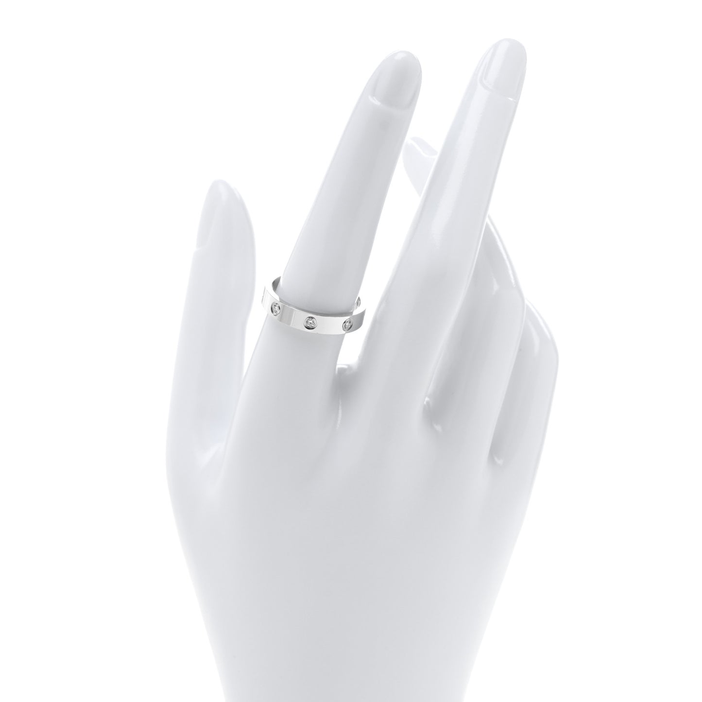 18K White Gold 8 Diamond 4mm Wedding Band LOVE Ring 57 8