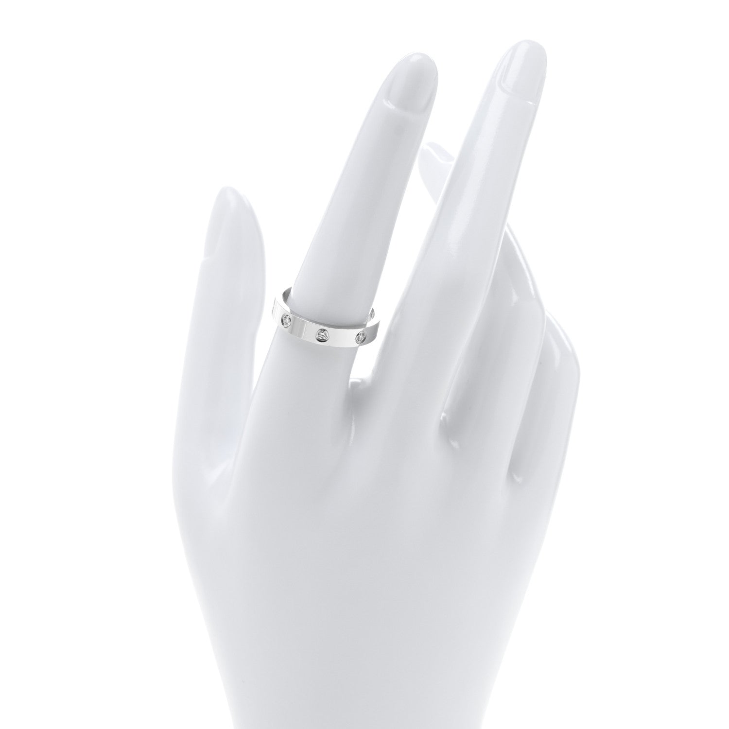 Cartier 18K White Gold 8 Diamond 4mm Wedding Band LOVE Ring 57 8 2 of 5