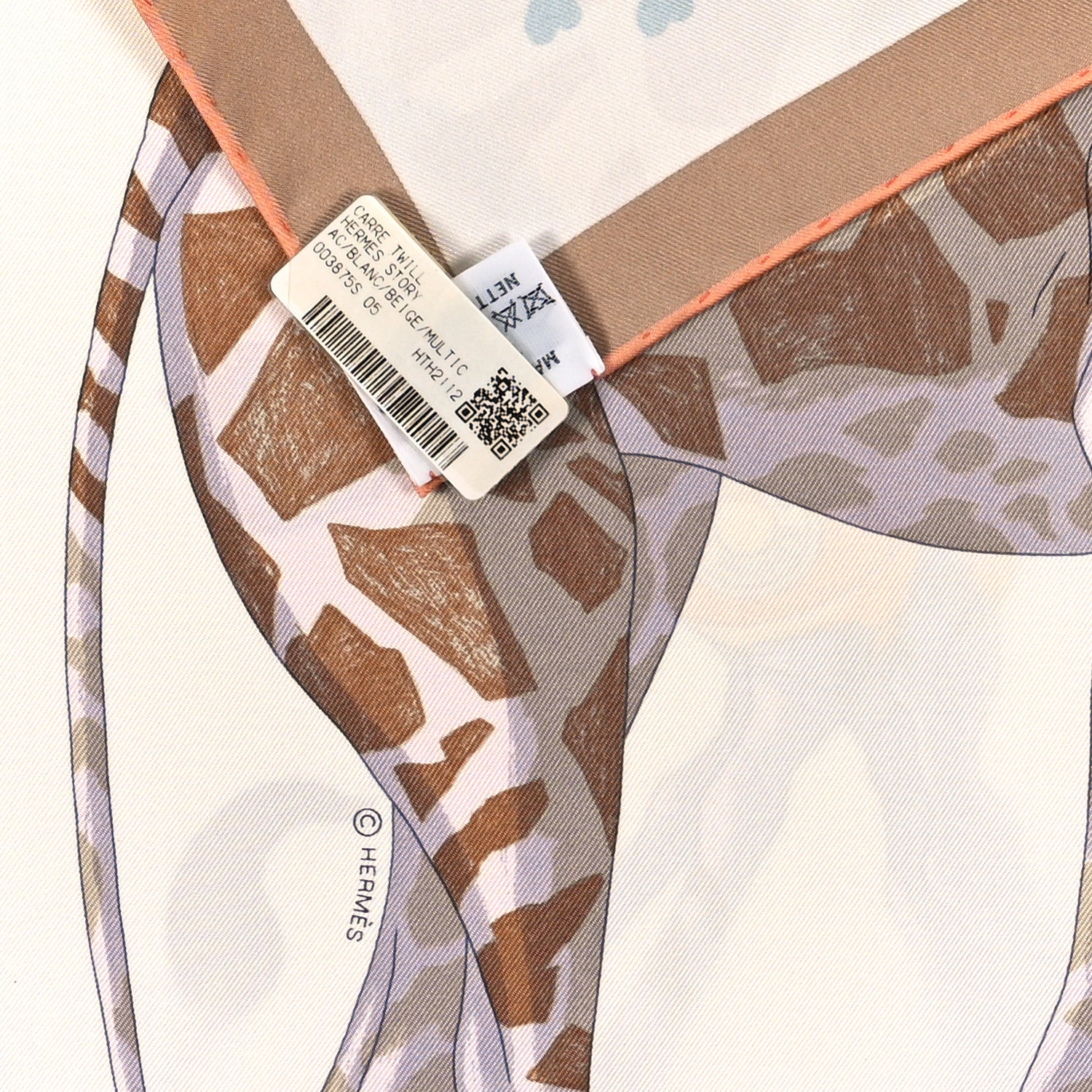 Hermes Silk Hermes Story Scarf 90 White Beige Multicolor 3 of 3