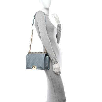 Chanel Iridescent Glazed Calfskin Quilted New Medium Boy Flap Light Blue 2 of 11