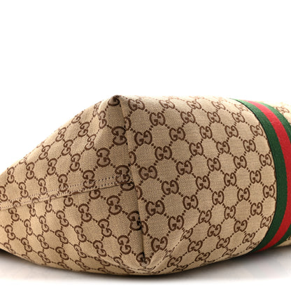 Gucci GG Monogram Web Large Giglio Tote Beige Brown 9 of 10