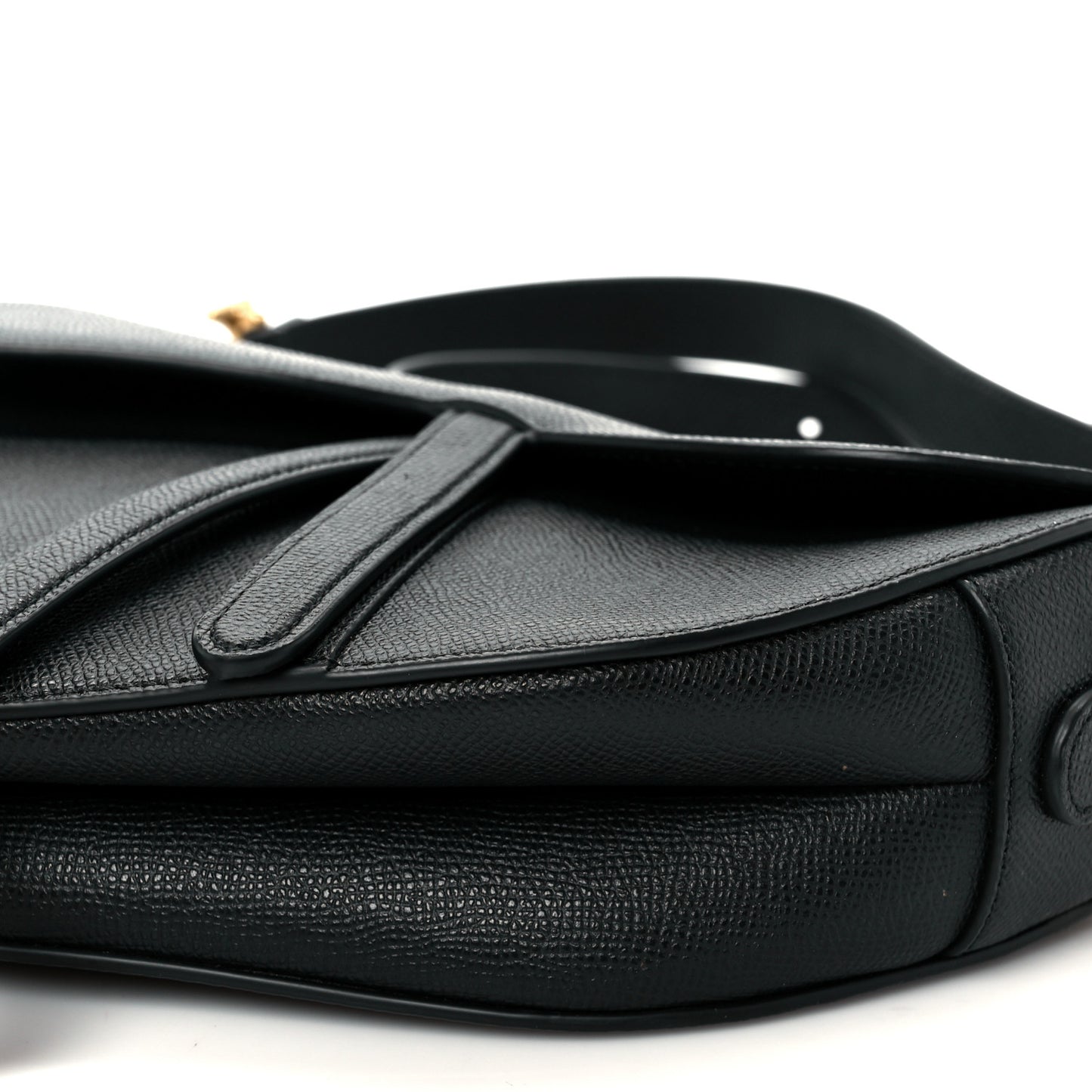 Grained Calfskin Saddle Bag With Strap Black