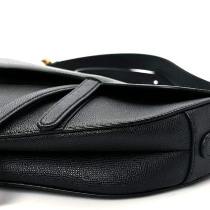 Christian Dior Grained Calfskin Saddle Bag With Strap Black 10 of 11