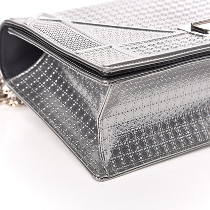 Christian Dior Metallic Patent Micro-Cannage Medium Diorama Flap Bag Silver 8 of 12