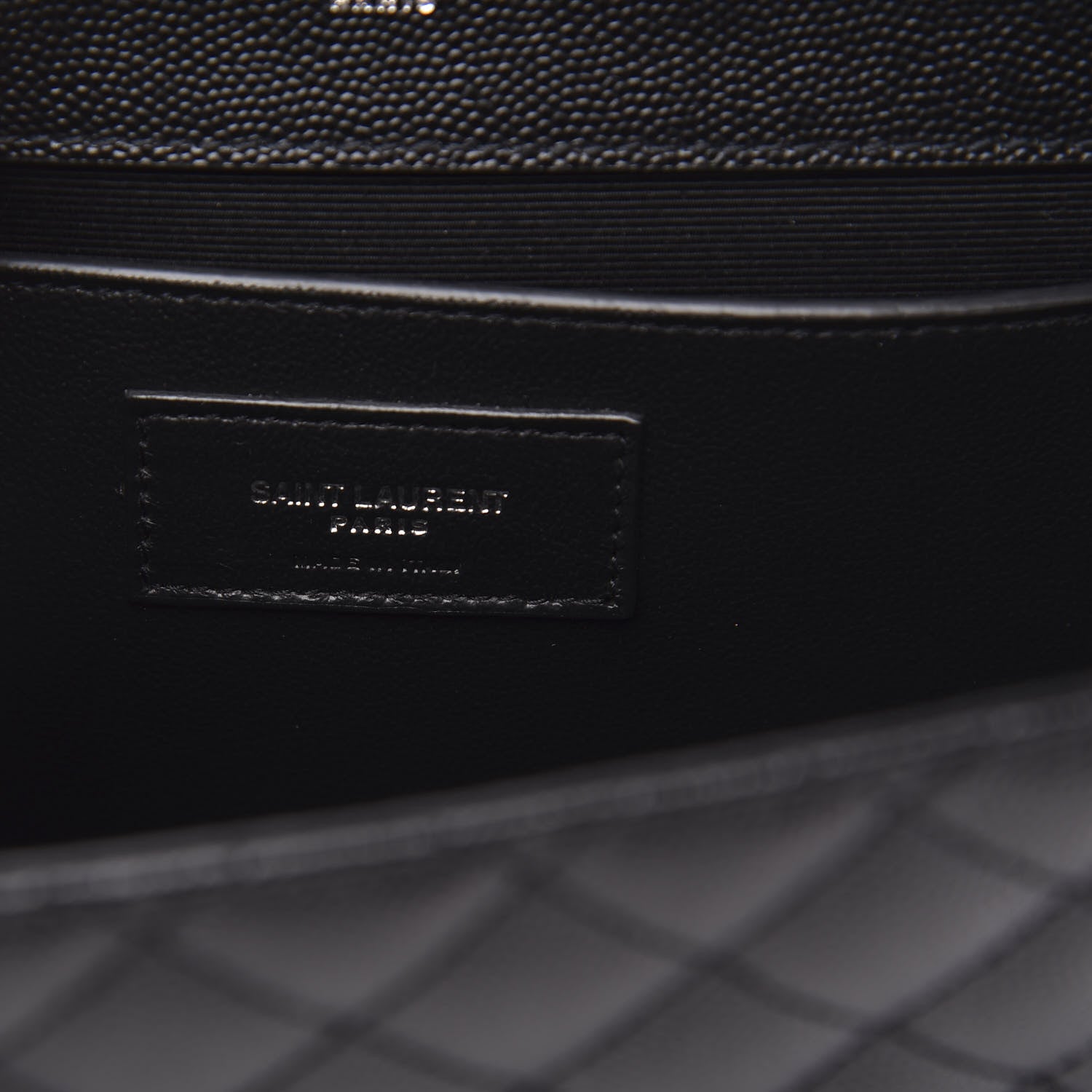 Saint Laurent Grain De Poudre Textured Mixed Matelasse Triquilt Medium Monogram Satchel Black 7 of 9