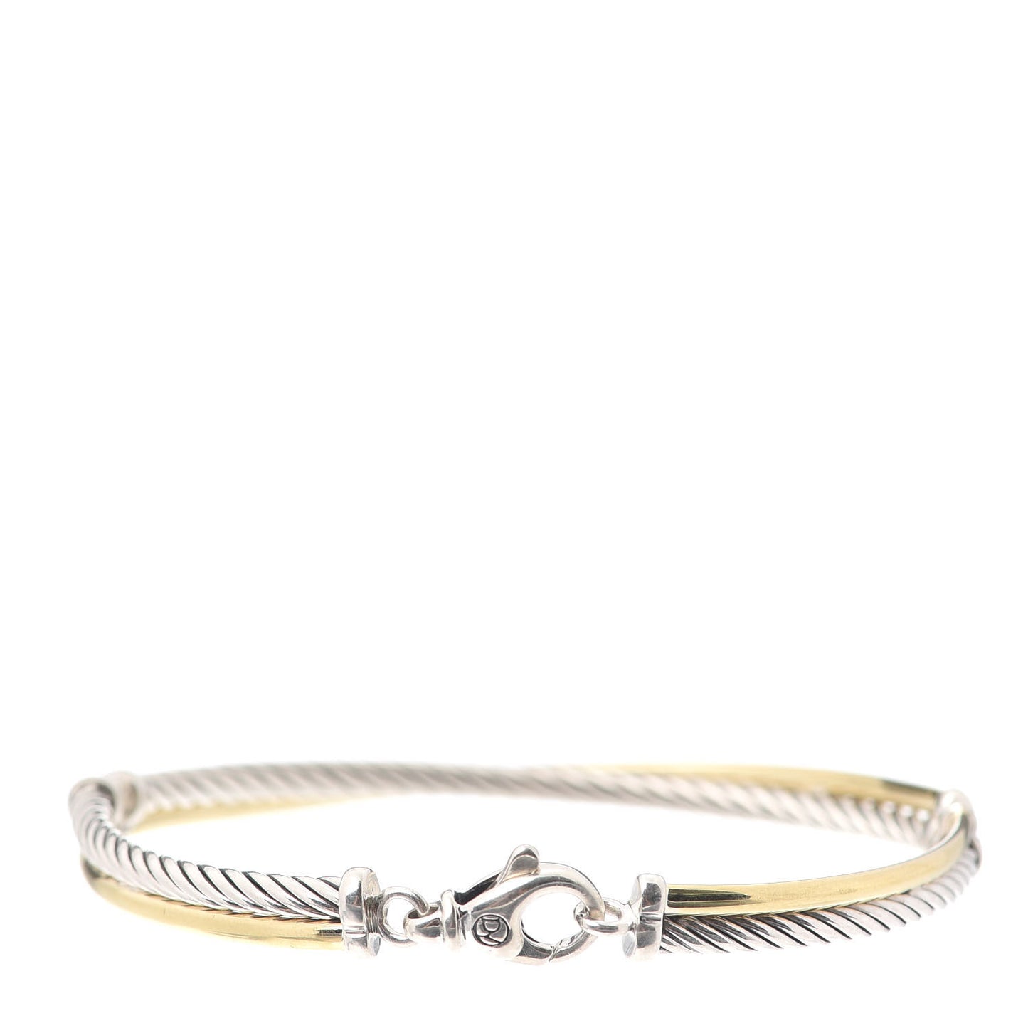 Sterling Silver 18K Yellow Gold 3mm Crossover Bracelet