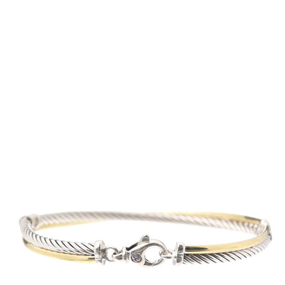 David Yurman Sterling Silver 18K Yellow Gold 3mm Crossover Bracelet 3 of 4