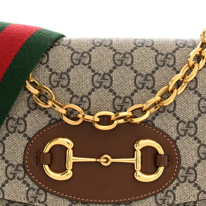 Gucci GG Supreme Monogram Azalea Calfskin Web Small Horsebit 1955 Crossbody Bag Beige Ebony Brown Sugar 8 of 10