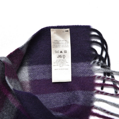 Burberry Cashmere Giant Check Fringe Scarf Purple 3 of 6