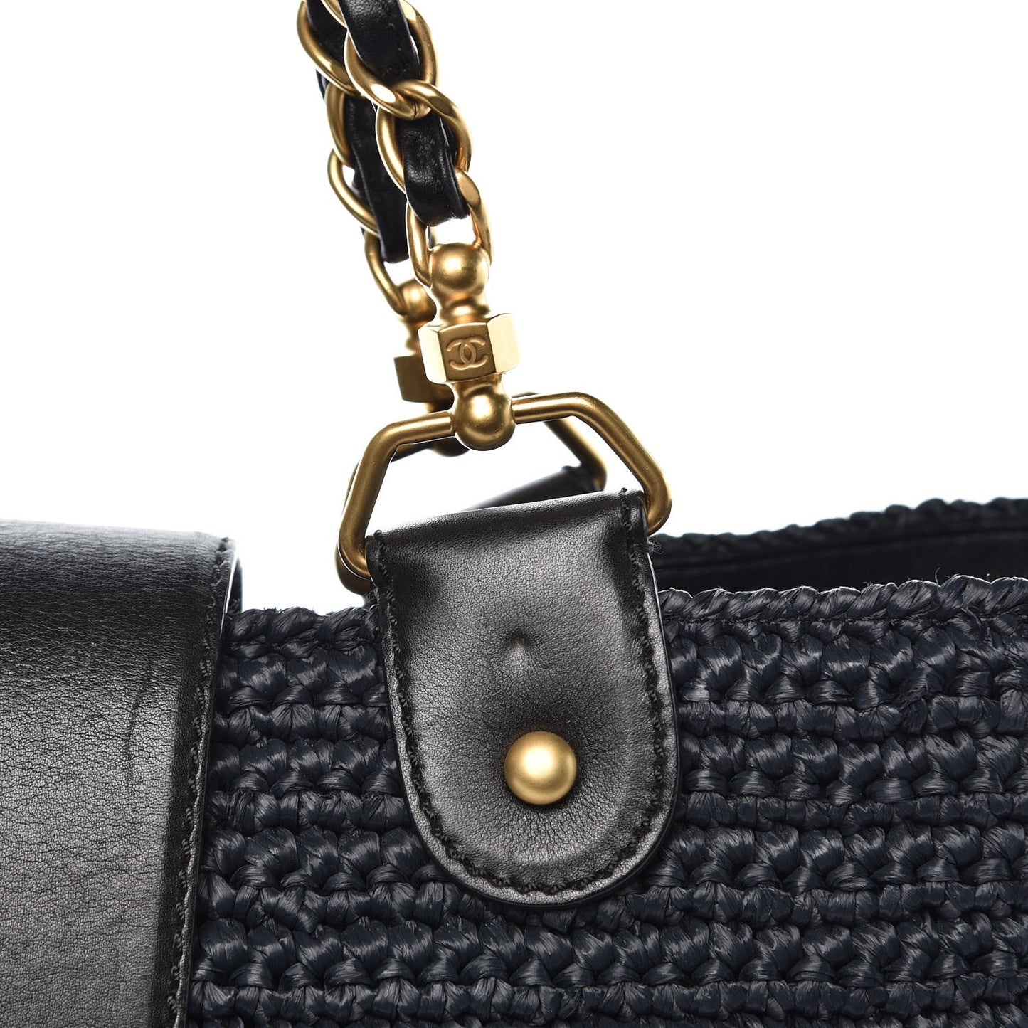Straw Raffia Tote Black